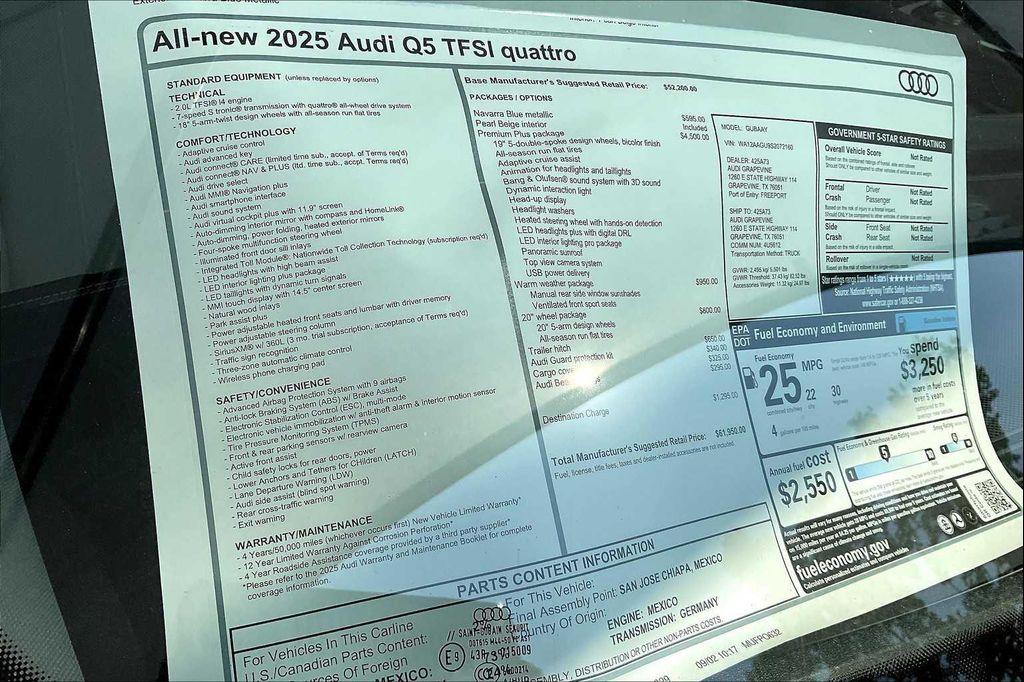 new 2025 Audi Q5 car, priced at $61,950