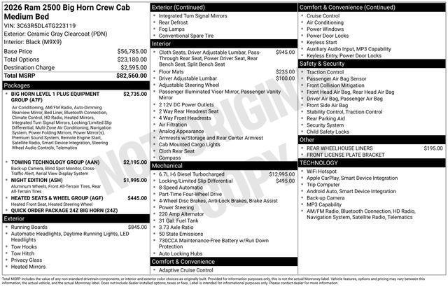 new 2026 Ram 2500 car, priced at $76,345