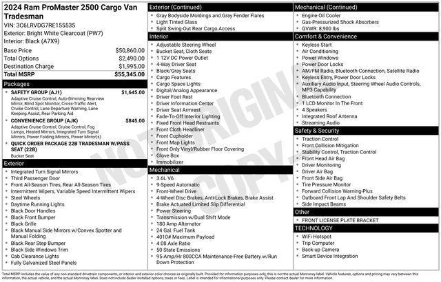 new 2024 Ram ProMaster 2500 car, priced at $54,650