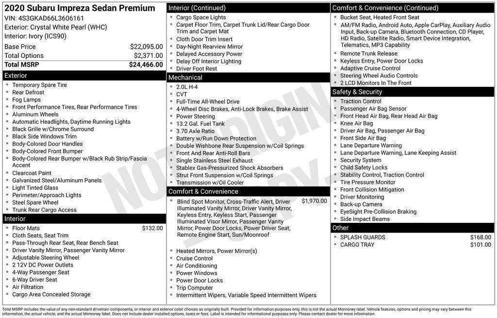 used 2020 Subaru Impreza car, priced at $18,201