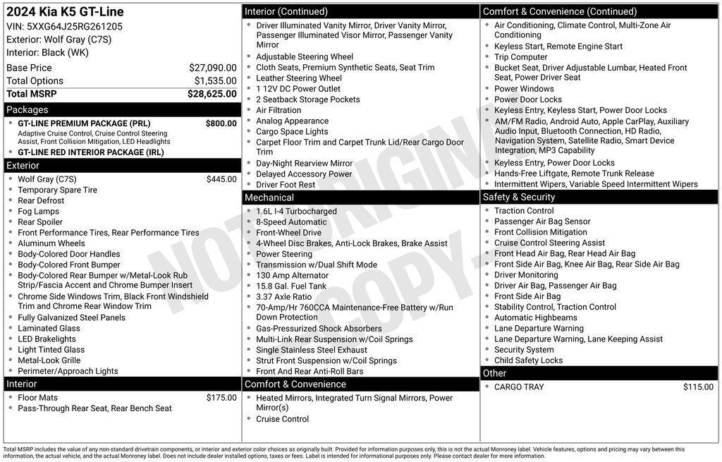 used 2024 Kia K5 car, priced at $26,201
