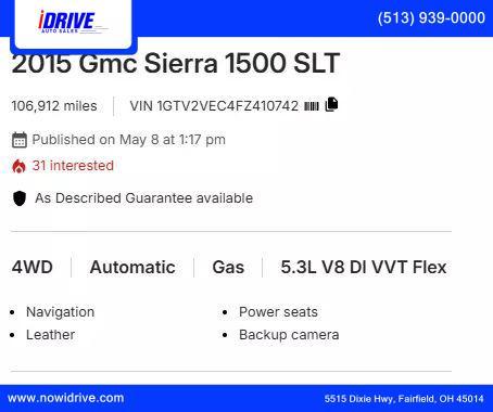 used 2015 GMC Sierra 1500 car, priced at $20,650