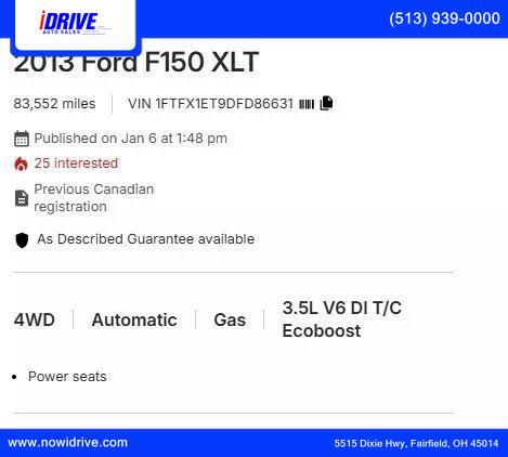 used 2013 Ford F-150 car, priced at $15,500