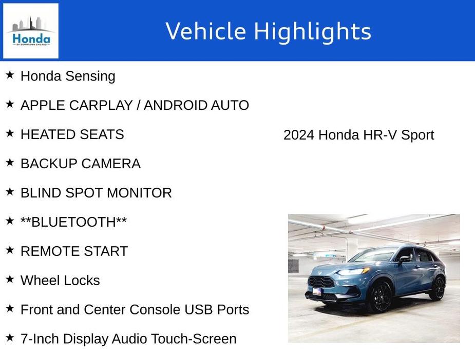 new 2024 Honda HR-V car, priced at $27,605