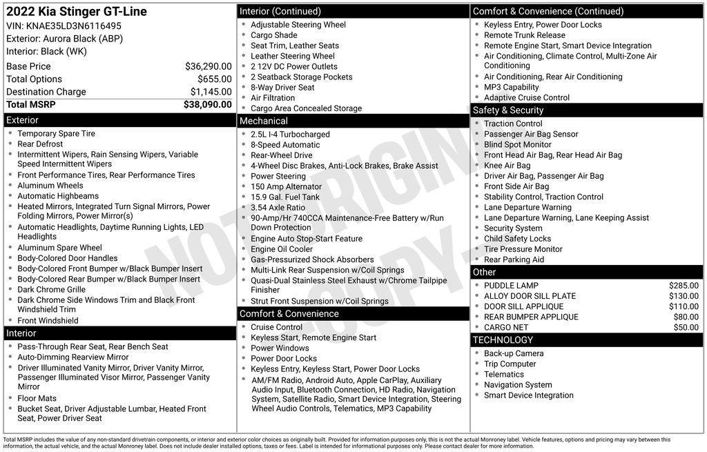 used 2022 Kia Stinger car, priced at $24,500