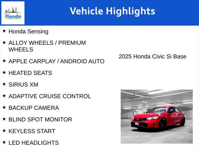 new 2025 Honda Civic Si car, priced at $30,295