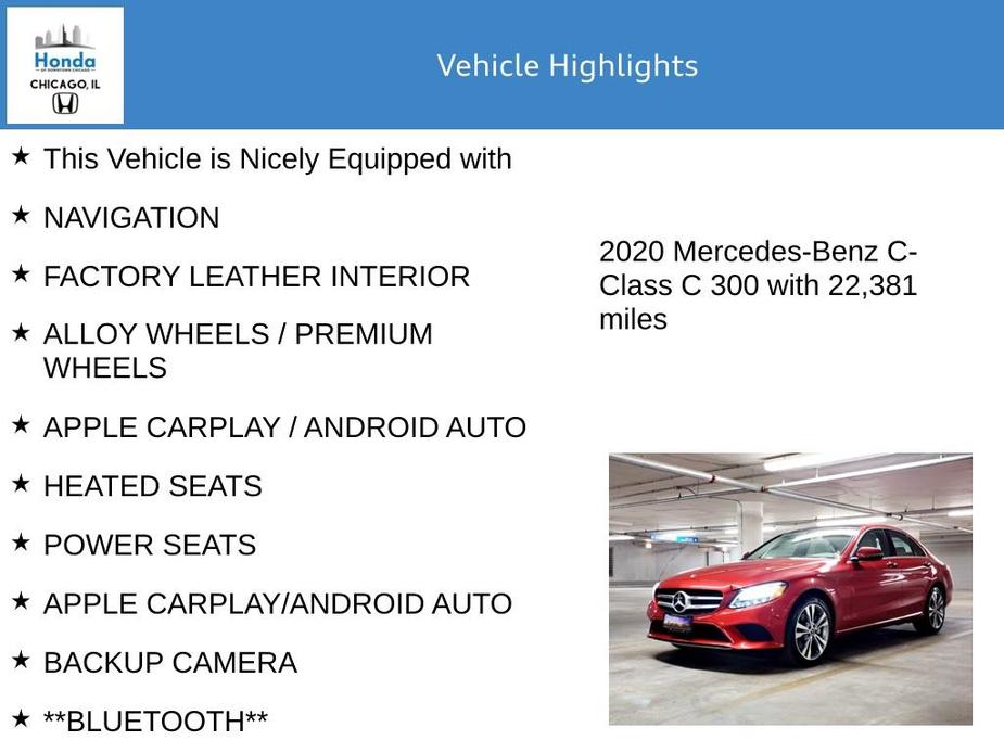 used 2020 Mercedes-Benz C-Class car, priced at $28,924