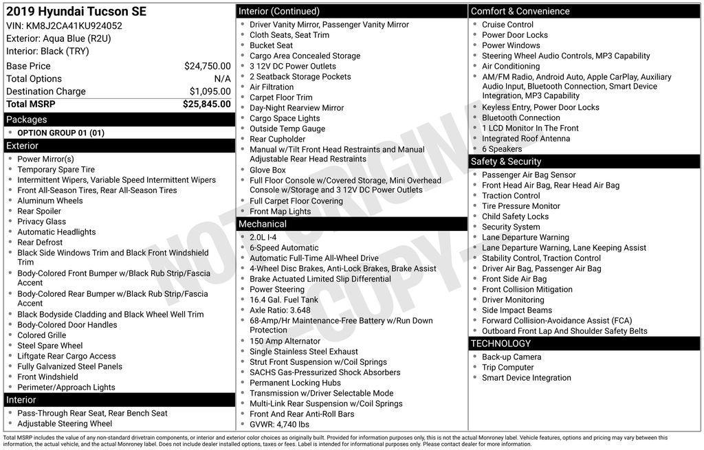 used 2019 Hyundai Tucson car, priced at $10,000