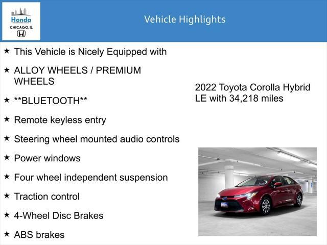 used 2022 Toyota Corolla Hybrid car, priced at $20,500