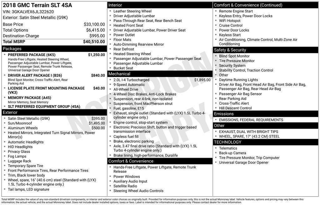 used 2018 GMC Terrain car, priced at $13,300