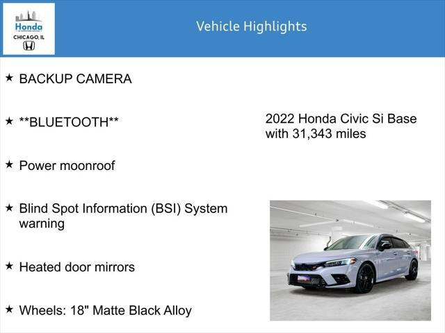 used 2022 Honda Civic Si car, priced at $26,525