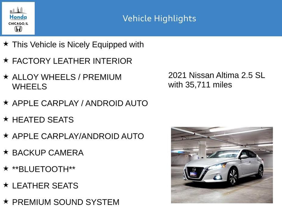 used 2021 Nissan Altima car, priced at $21,500
