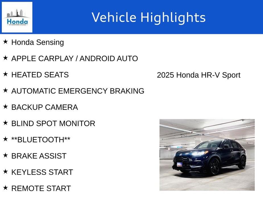 new 2025 Honda HR-V car, priced at $28,300