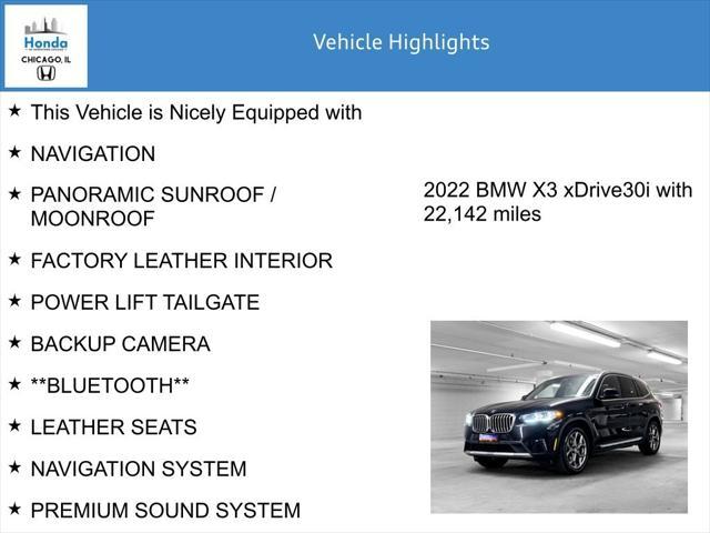 used 2022 BMW X3 car, priced at $34,500