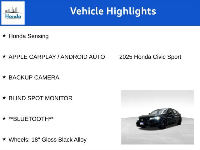 new 2025 Honda Civic car, priced at $27,600