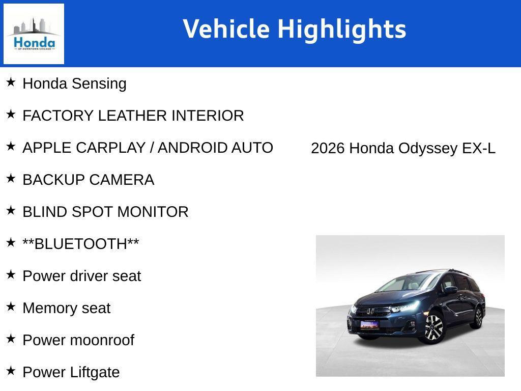 new 2026 Honda Odyssey car, priced at $44,320