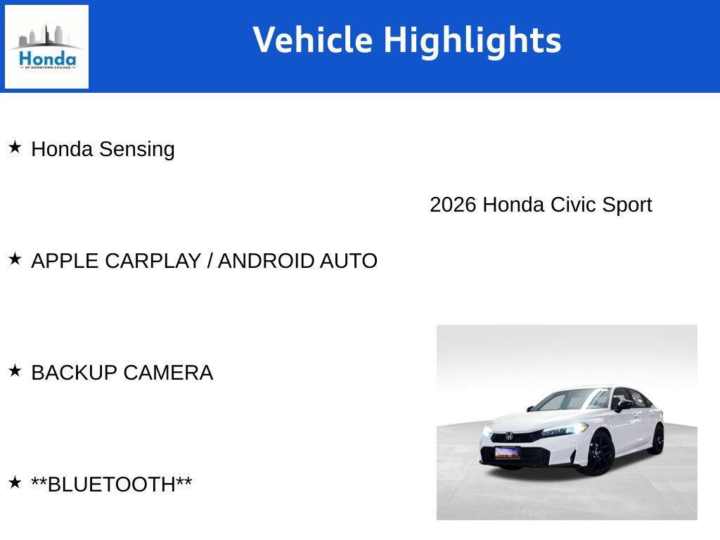 new 2026 Honda Civic car, priced at $26,974
