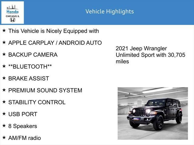 used 2021 Jeep Wrangler Unlimited car, priced at $27,961