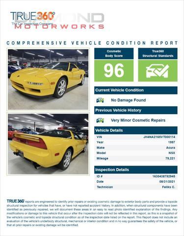 used 1997 Acura NSX car, priced at $86,800