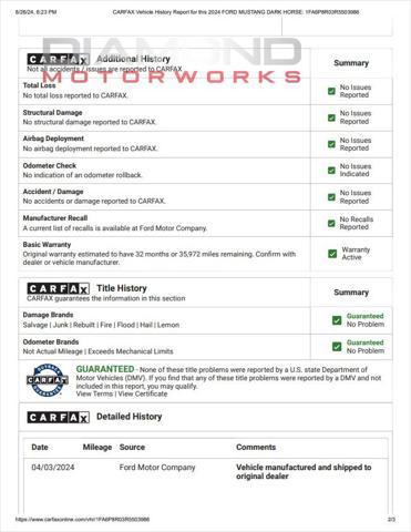 used 2024 Ford Mustang car, priced at $65,800