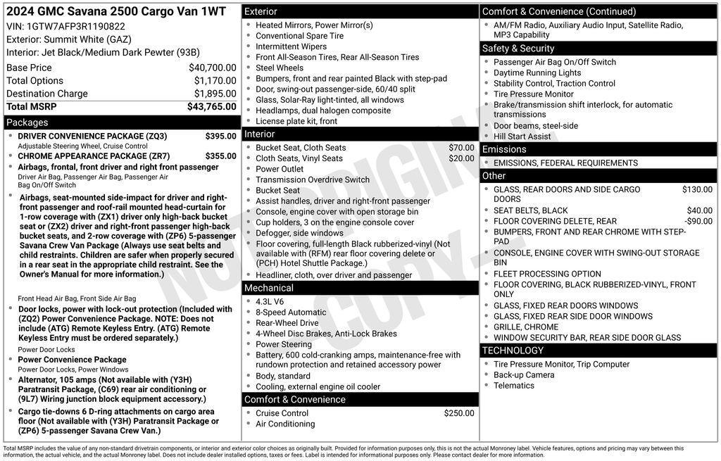 used 2024 GMC Savana 2500 car, priced at $33,980