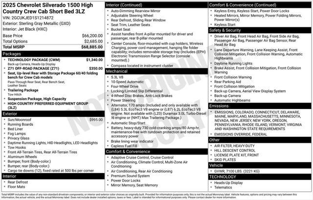 new 2025 Chevrolet Silverado 1500 car, priced at $66,830