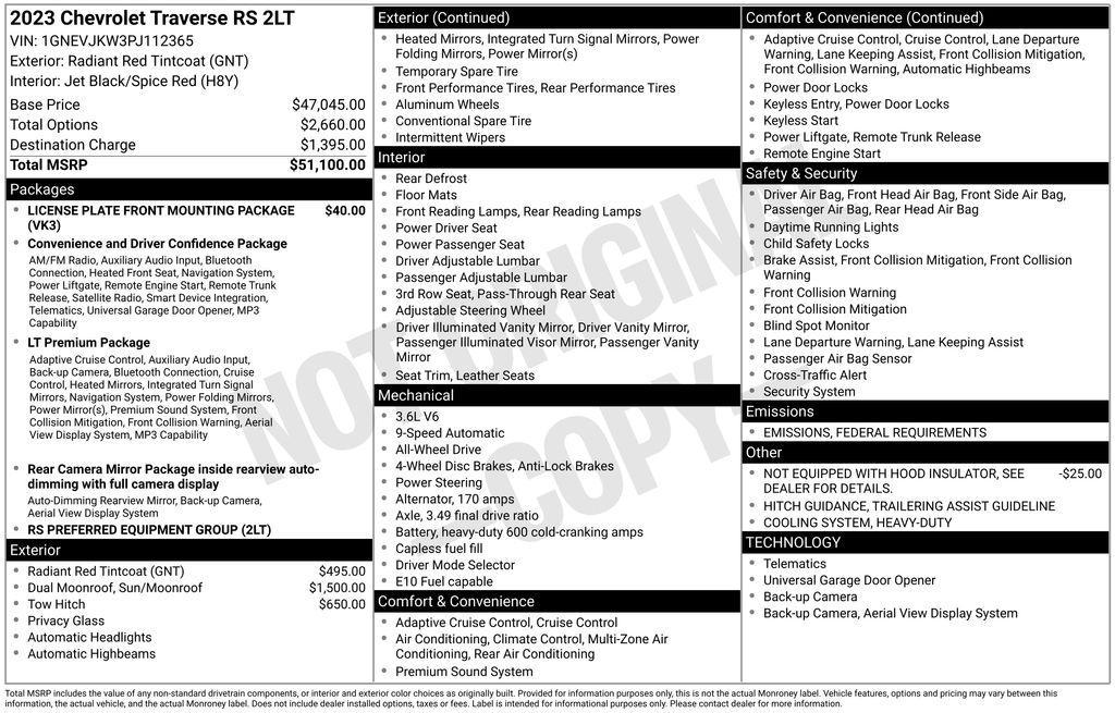 used 2023 Chevrolet Traverse car, priced at $36,980