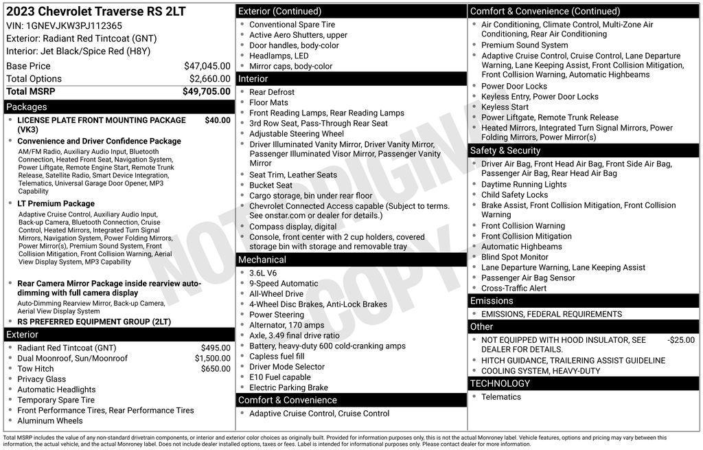 used 2023 Chevrolet Traverse car, priced at $37,980