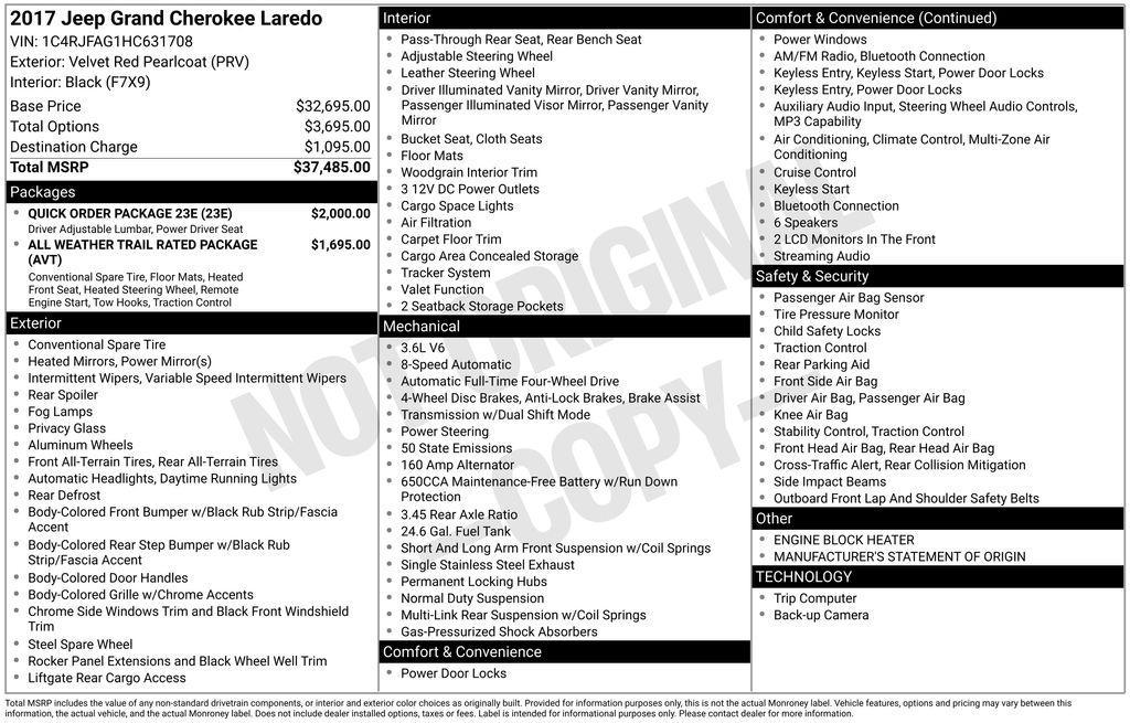 used 2017 Jeep Grand Cherokee car, priced at $13,980