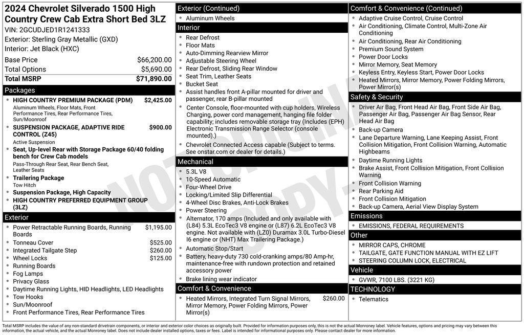 used 2024 Chevrolet Silverado 1500 car, priced at $59,600