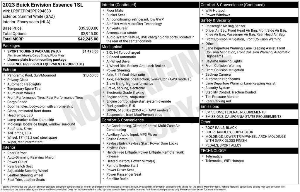 used 2023 Buick Envision car, priced at $31,839