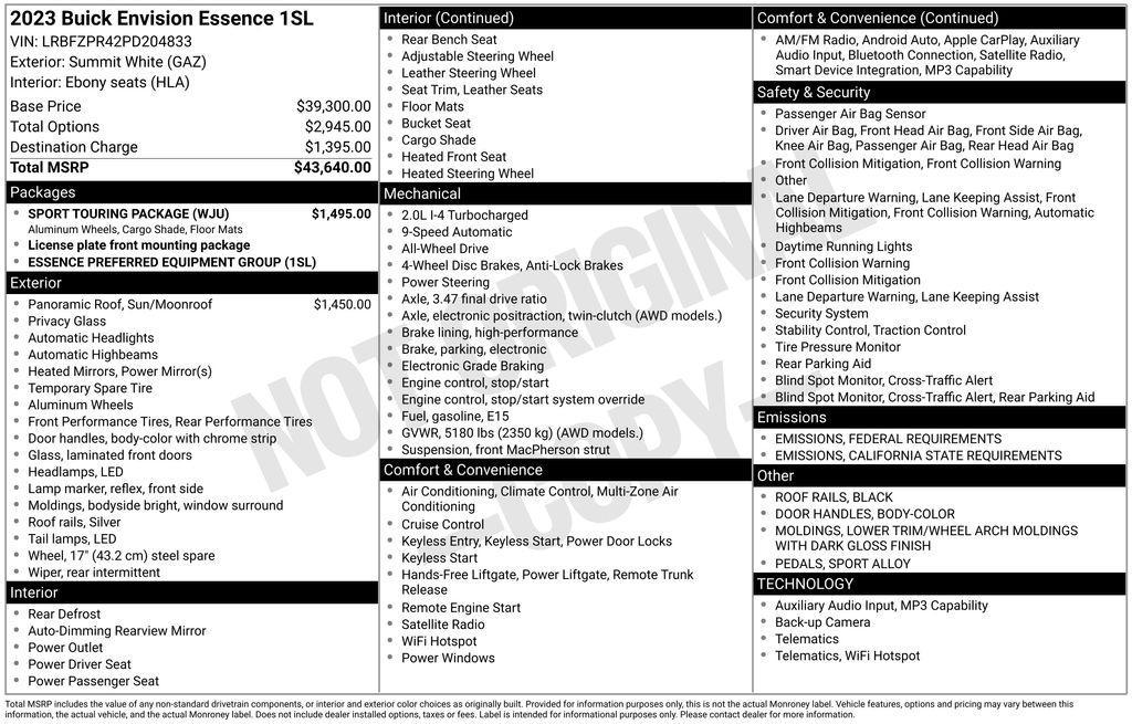 used 2023 Buick Envision car, priced at $31,800