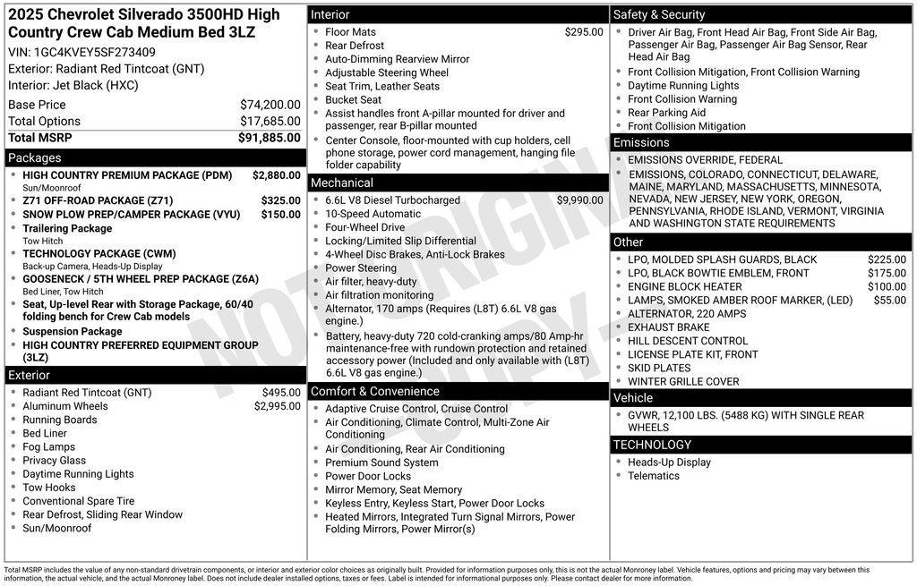 new 2025 Chevrolet Silverado 3500 car, priced at $85,250
