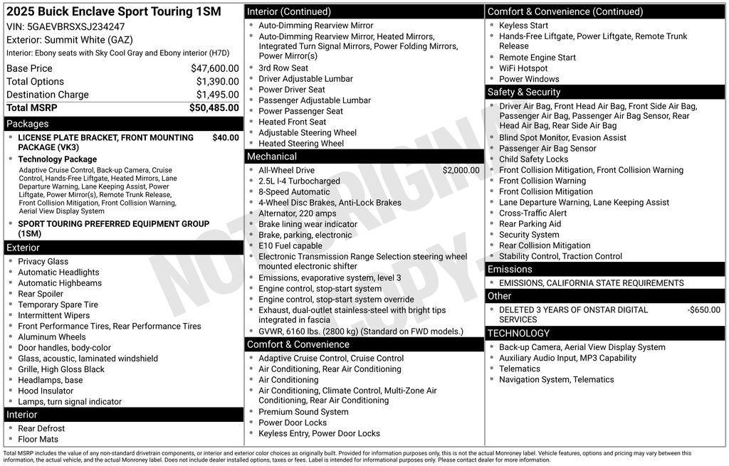 used 2025 Buick Enclave car, priced at $43,980