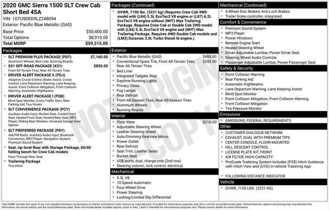 used 2020 GMC Sierra 1500 car, priced at $34,480