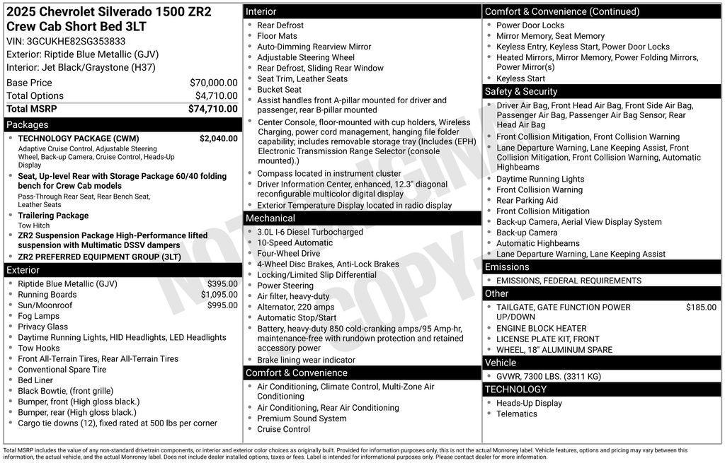 new 2025 Chevrolet Silverado 1500 car, priced at $66,490