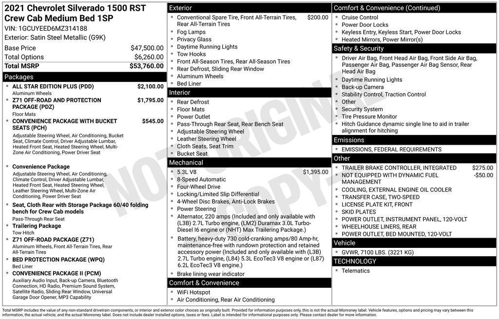 used 2021 Chevrolet Silverado 1500 car, priced at $36,980