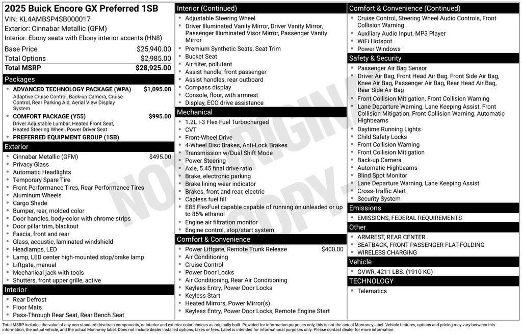 used 2025 Buick Encore GX car, priced at $27,980