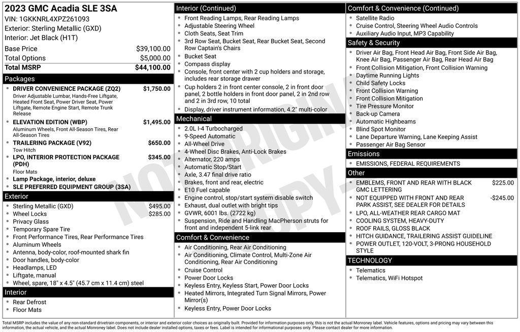 used 2023 GMC Acadia car, priced at $35,480