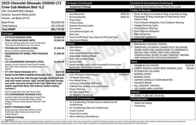 new 2025 Chevrolet Silverado 2500 car, priced at $84,070