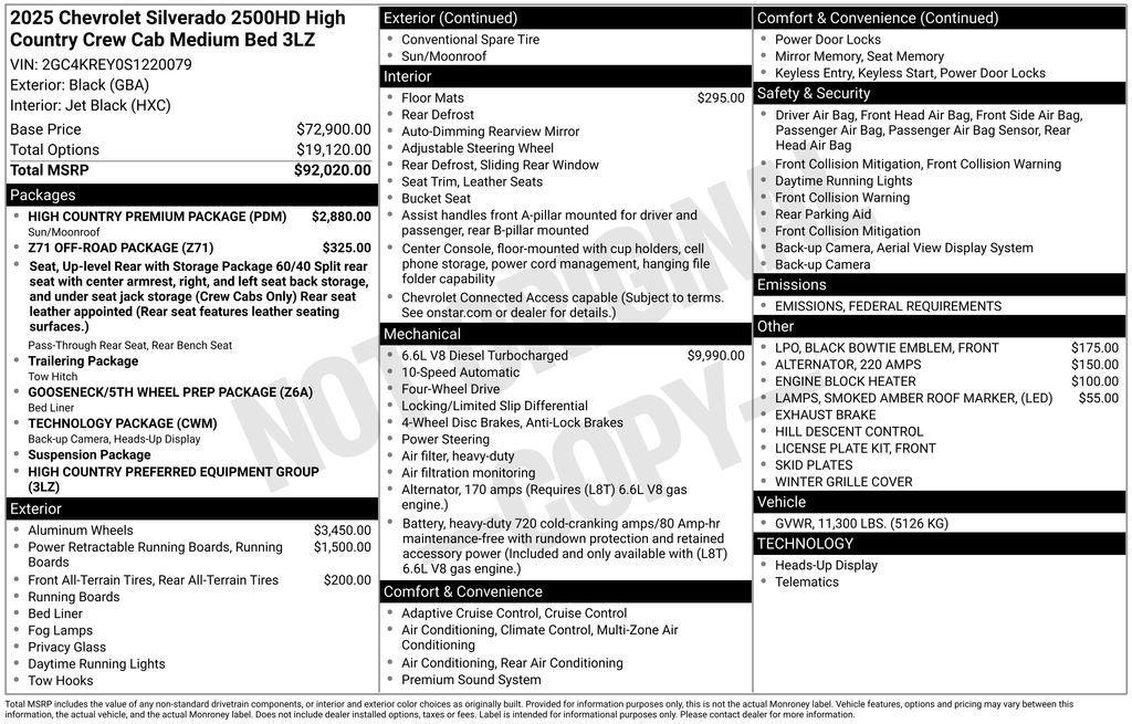 new 2025 Chevrolet Silverado 2500 car, priced at $84,490