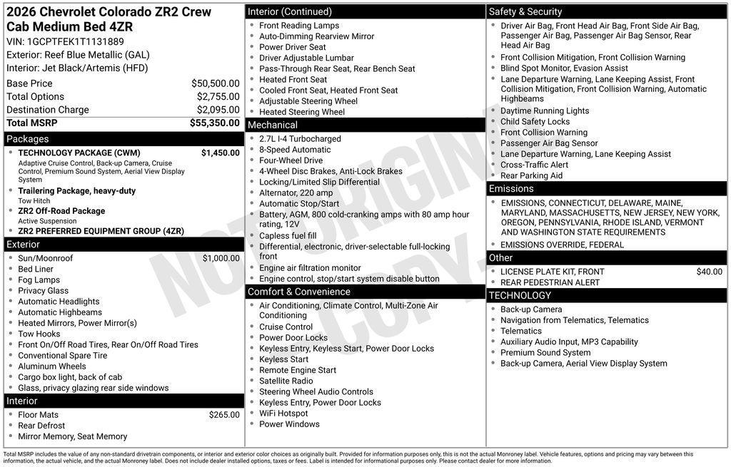 new 2026 Chevrolet Colorado car, priced at $52,680