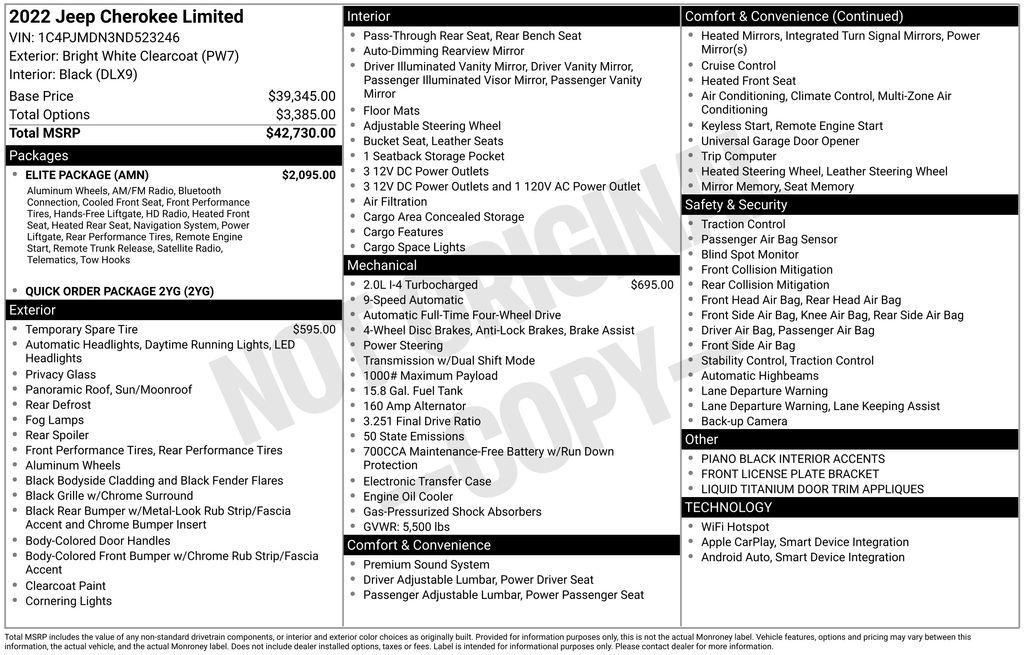 used 2022 Jeep Cherokee car, priced at $26,980