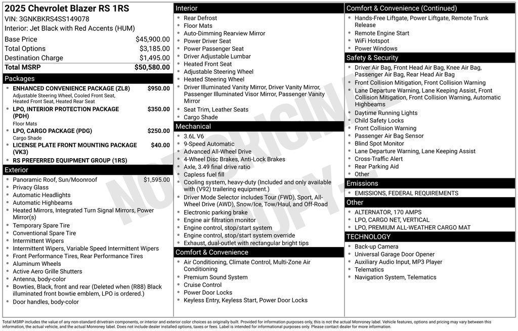 used 2025 Chevrolet Blazer car, priced at $44,980