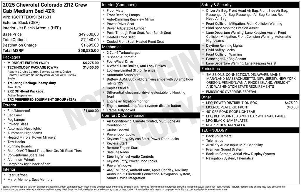 new 2025 Chevrolet Colorado car, priced at $53,980