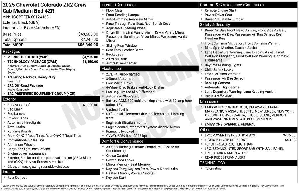 new 2025 Chevrolet Colorado car, priced at $54,790