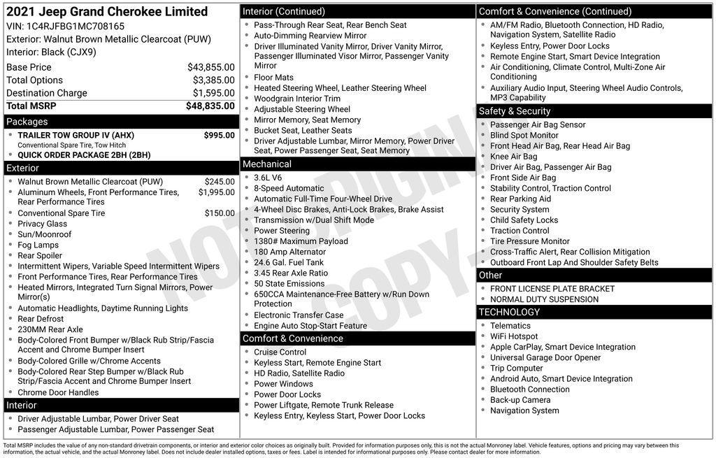 used 2021 Jeep Grand Cherokee car, priced at $23,980