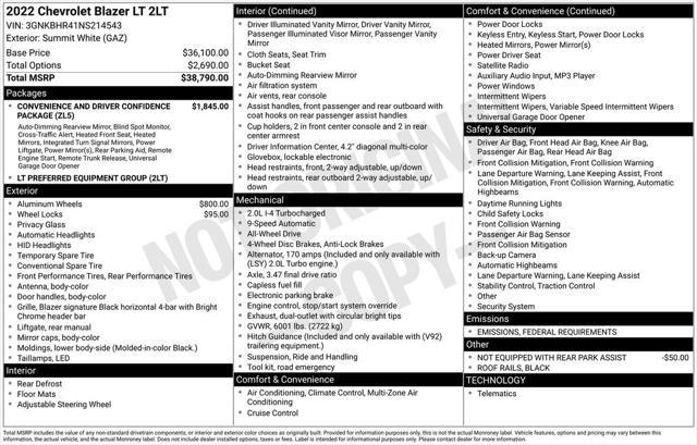 used 2022 Chevrolet Blazer car, priced at $27,420