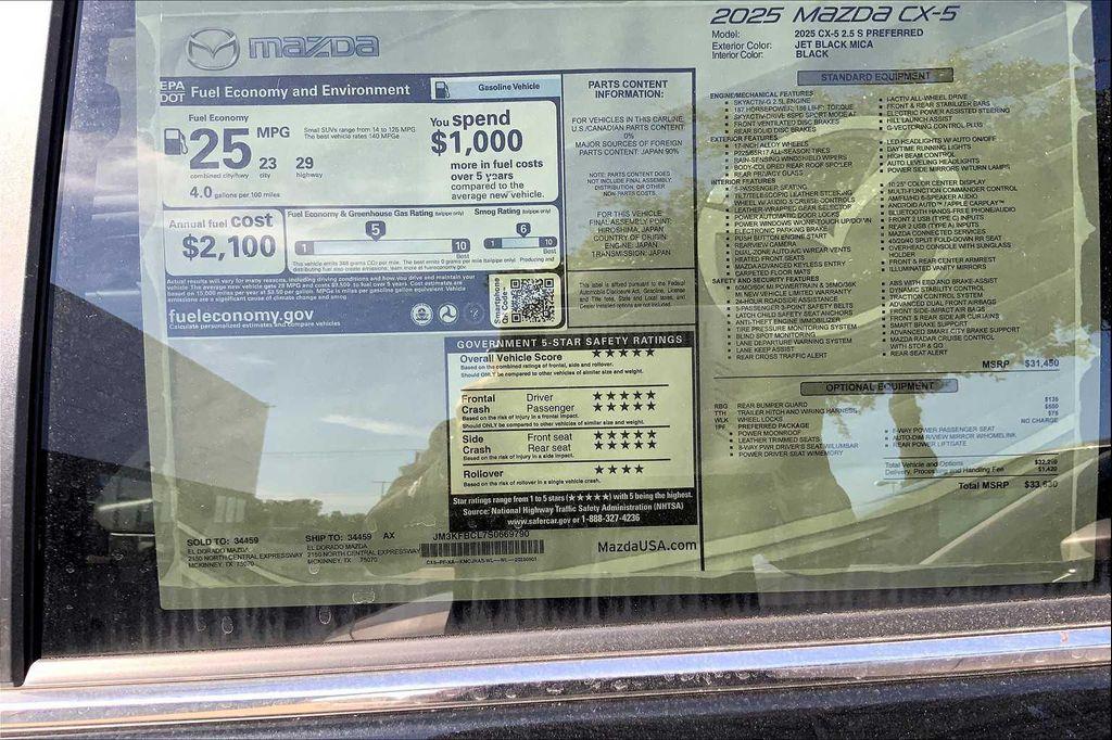 new 2025 Mazda CX-5 car, priced at $33,630