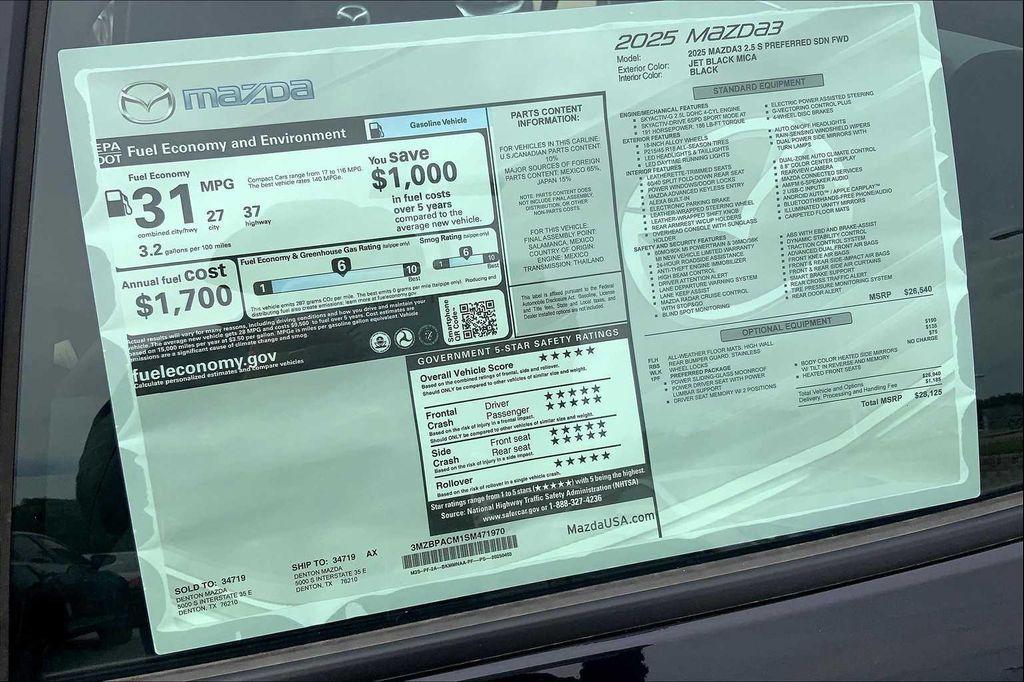 new 2025 Mazda Mazda3 car, priced at $28,125